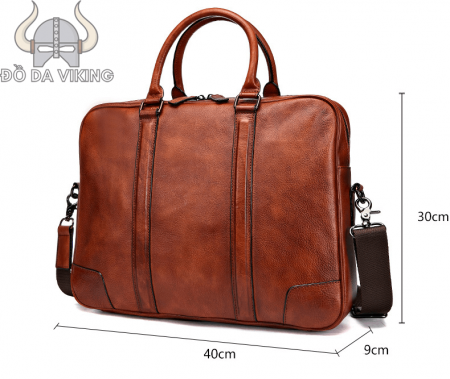 Cặp da bò công sở dập gân nổi - CT04