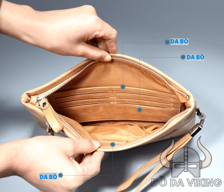 Clutch cầm tay da bò mềm (bằng da cả trong lẫn ngoài) - LU05