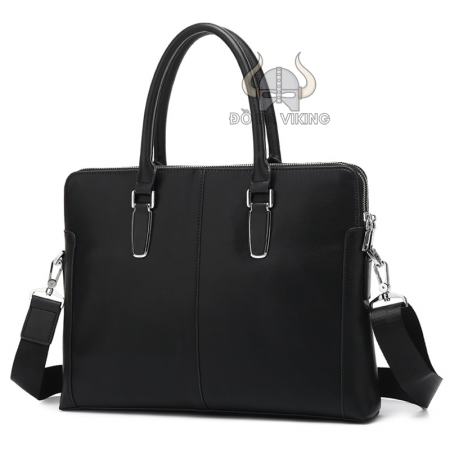 Cặp xách da bò đen lịch lãm (vừa laptop 14 inch) - CT18