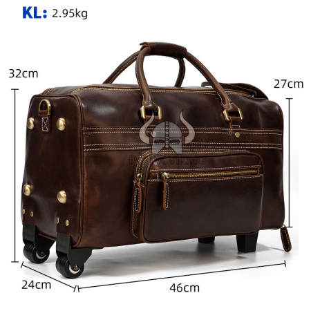 Túi xách du lịch da ngựa sáp cao cấp có càng kéo - TX03