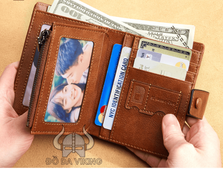 Ví nam da bò dáng đứng có khuy bấm - VD07
