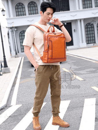 Balo nam da bò mịn đựng vừa laptop 15,6 inch - BL07