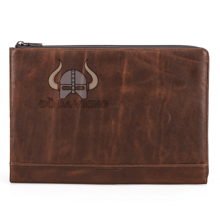 Clutch cầm tay da bò có quai xỏ vừa laptop 14 inch - LU07