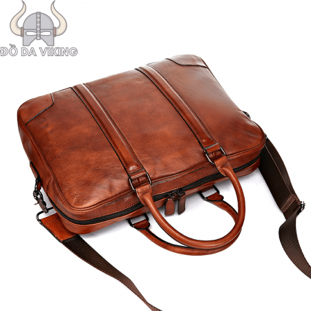 Cặp da bò công sở dập gân nổi - CT04