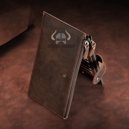 Ví nam da bò dáng dài 2 khay gập dung tích siêu lớn - VD04