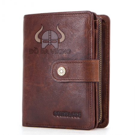 Ví nam da bò dáng đứng có khuy bấm - VD06