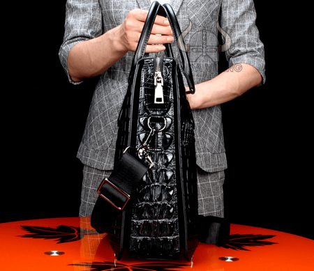 Cặp xách da bò dập nổi vân cá sấu (hàng tinh xảo) - CT15