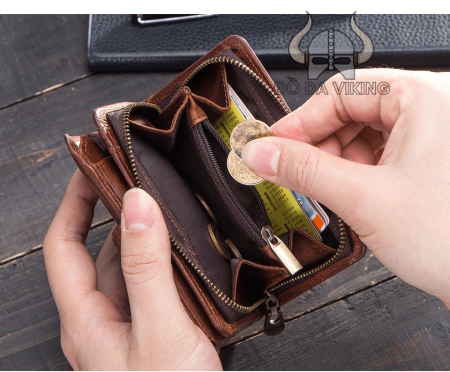 Ví nam da bò dáng đứng có khuy bấm - VD06