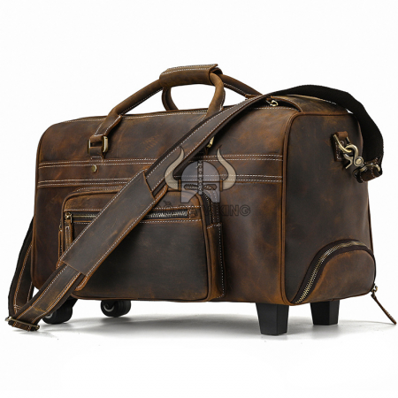 Túi xách du lịch da ngựa sáp cao cấp có càng kéo - TX03