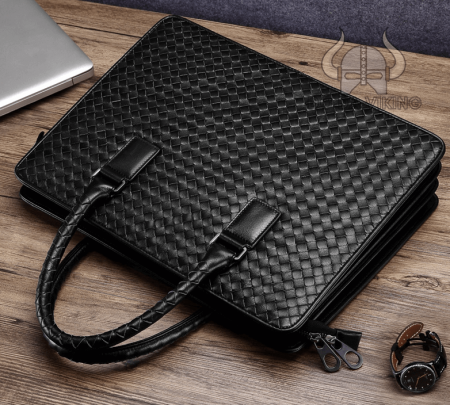 Cặp xách laptop da bò dệt thủ công - CT20