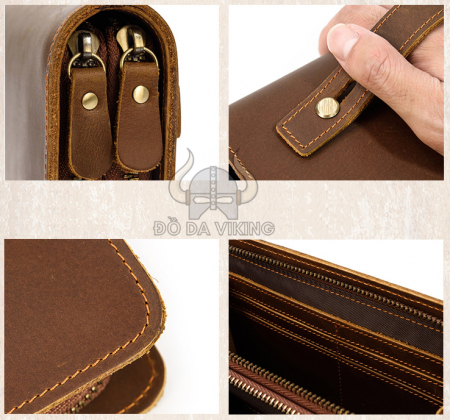 Ví nam da ngựa dáng dài loại xỏ quai - VD02