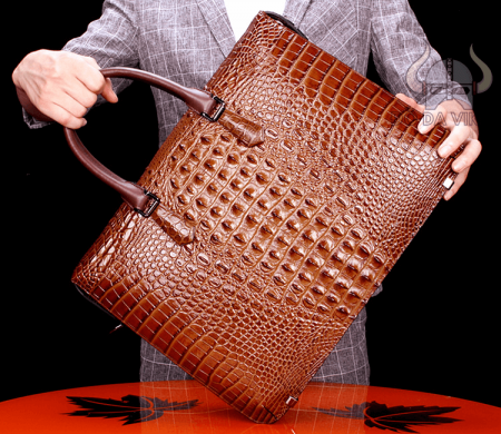 Cặp xách da bò dập nổi vân cá sấu (hàng tinh xảo) - CT15