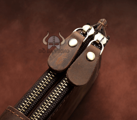 Ví nam da bò dáng dài 2 khay gập dung tích siêu lớn - VD04