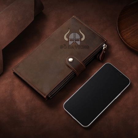 Ví nam da bò dáng dài 2 khay gập dung tích siêu lớn - VD04