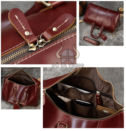 Túi xách du lịch da bò màu vang đỏ sang trọng - TX05