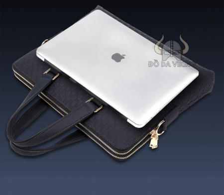 Cặp xách laptop da bò vân trám - CT11