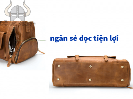 Túi xách du lịch da bò có ngăn để giày riêng biệt - TX01