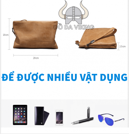Clutch cầm tay da bò mềm (bằng da cả trong lẫn ngoài) - LU05