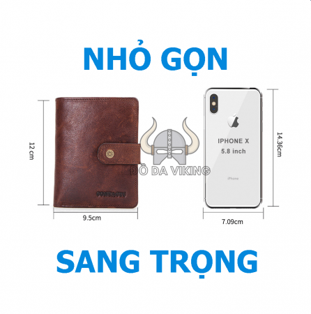 Ví nam da bò dáng đứng có khuy bấm - VD06