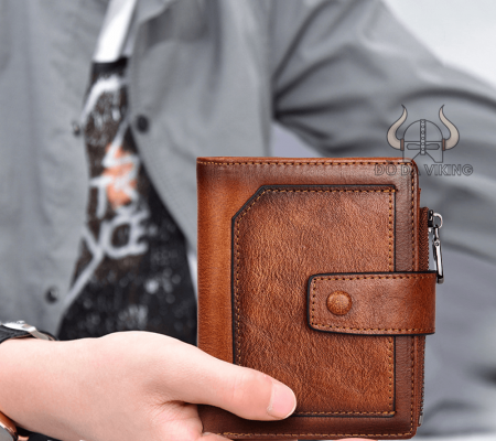 Ví nam da bò dáng đứng có khuy bấm - VD07