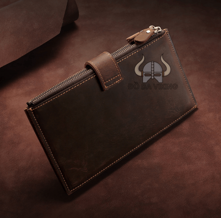 Ví nam da bò dáng dài 2 khay gập dung tích siêu lớn - VD04