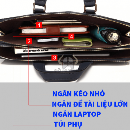 Cặp xách laptop da bò vân trám - CT11