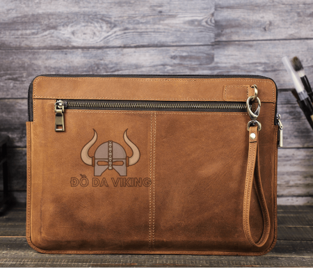 Clutch cầm tay da bò vừa laptop 14inch - LU06